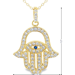 My Daily Styles 925 Sterling Silver Hamsa CZ Pendant Necklace