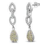 925 Sterling Silver White Clear Brown CZ Dangle Drop Earrings