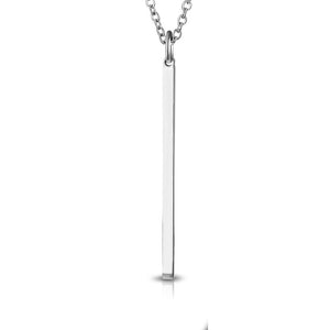 My Daily Styles Stainless Steel Yellow Gold-Tone Silver-Tone Vertical Bar Pendant Necklace, 18"