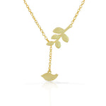 925 Sterling Silver Yellow Gold-Tone Womens Bird Branch Pendant Necklace
