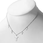 My Daily Styles Cross Necklace Pendant 925 Sterling Silver Y-Shape with Extra Small Crosses Accents