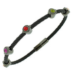 Fashion Alloy Black Multicolor CZ Bangle Bracelet