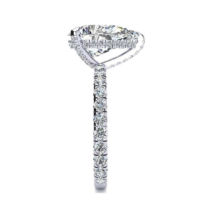 2.56 CT IGI Lab Grown Pear Shape Diamond Ring 18K White Gold G VS1