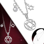 Stainless Steel Yellow Gold-Tone Jewish Star of David White Clear CZ Pendant Necklace