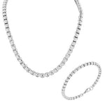 Stainless Steel Silver-Tone Mens Link Chain Necklace and Bracelet Set