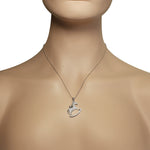925 Sterling Silver White CZ Womens Rocking Horse Large Pendant Necklace