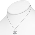 925 Sterling Silver Classic Star of David White Clear CZ Pendant Necklace