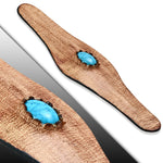 Brown Leather Simulated Turquoise Wristband Wrap Bracelet