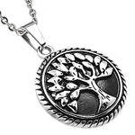 Stainless Steel Yellow Gold-Tone Tree of Life Pendant Necklace