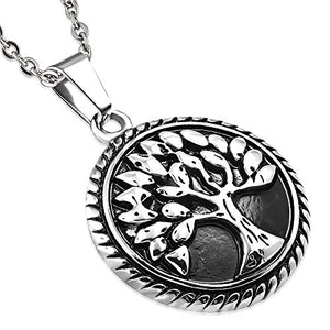 Stainless Steel Yellow Gold-Tone Tree of Life Pendant Necklace
