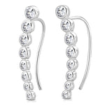 925 Sterling Silver Bezel-Set White Clear CZ Ear Crawler Earrings