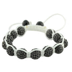 Black CZ White Cord Macrame Beaded Adjustable Bracelet