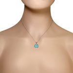 925 Sterling Silver Blue Turquoise-Tone Simulated Opal Pendant Necklace