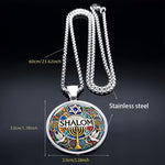 My Daily Styles Stainless Steel Star of David Menorah Pendant Necklace – SHALOM Jewish Medallion with Colorful Mosaic Design – 60cm Chain – Judaica Religious Jewelry Gift for Men & Women