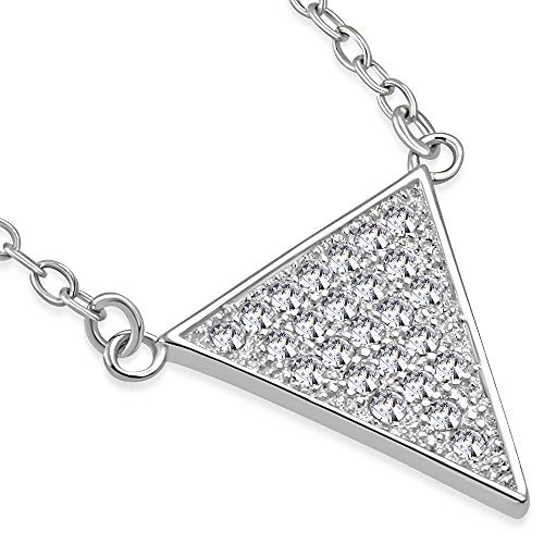 Rose Gold Cubic Zirconia Triangle Necklace Pendant Sterling Silver