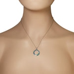 925 Sterling Silver Blue Turquoise-Tone Simulated Opal Circle of Life Pendant Necklace