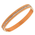 Stainless Steel Rose Gold-Tone Glitter White CZ Bangle Bracelet