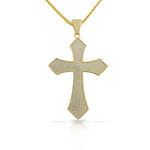 925 Sterling Silver Yellow Gold-Tone Large Hip-Hop CZ Latin Cross Religious Mens Pendant Necklace