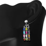 925 Sterling Silver Hoshen Multicolor CZ Dangle Earrings for Women