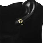 925 Sterling Silver CZ Jewish Star of David Womens Girls Stud Earrings