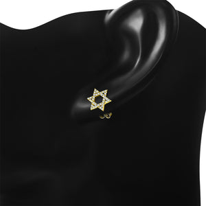 925 Sterling Silver CZ Jewish Star of David Womens Girls Stud Earrings