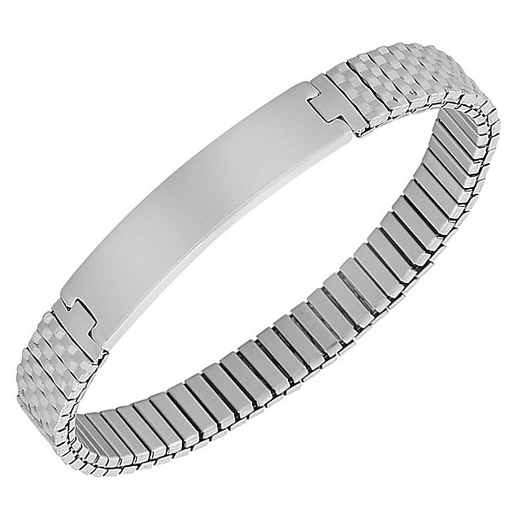 Stainless Steel Name Tag Stretch Bracelet