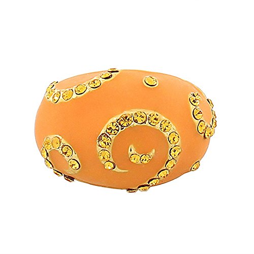 My Daily Styles Fashion Alloy Yellow Gold-Tone Orange CZ Statement Cocktail Ring