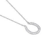 925 Sterling Silver HorseShoe Necklace Cubic Zirconia