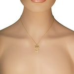 925 Sterling Silver Yellow Gold-Tone White Black CZ Owl Bird Pendant Necklace