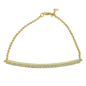 925 Sterling Silver Yellow Gold-Tone White CZ Arch Link Chain Bracelet