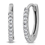 925 Sterling Silver White Clear CZ Hoop Huggie Earrings 0.65"