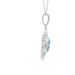 My Daily Styles 925 Sterling Silver Women's Simulated Opal Sea Turtle Pendant with Adjustable Chain (16"-18")