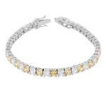 925 Sterling Silver Princess White Multicolor CZ Classic Tennis Bracelet