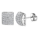 925 Sterling Silver Square White Clear CZ Screw Back Stud Earrings, 0.35"