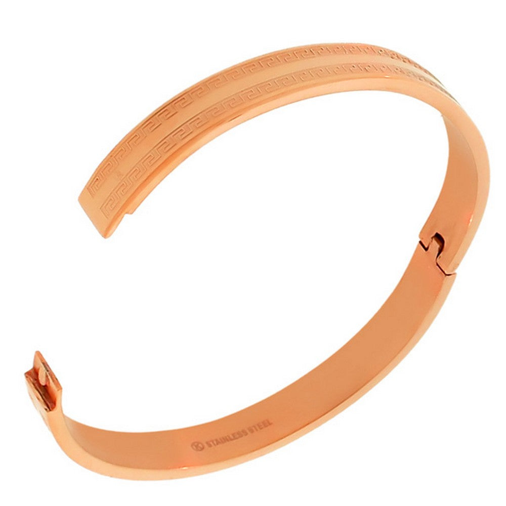 Stainless Steel Oval-Shaped Rose Gold-Tone Classic Bangle Bracelet