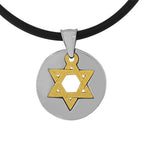 Stainless Steel Two-Tone Jewish Star of David Mens Pendant Necklace Chain