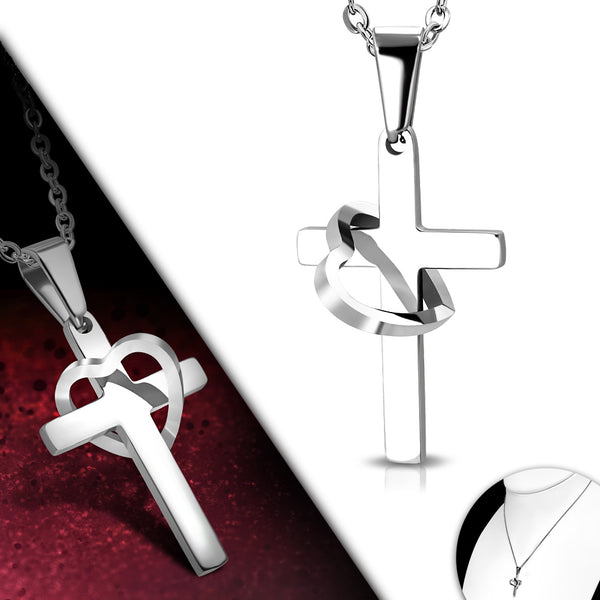 Heart Wrapped Cross Pendant