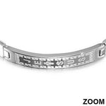 Stainless Steel Silver-Tone Mens Religious Jesus Link Chain Bracelet
