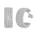 925 Sterling Silver Huggie Hoop Earrings Cubic Zirconia