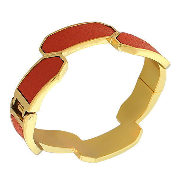 Orange Leather Face Bangle