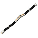 Stainless Steel Black Rubber Silicone Silver-Tone Men's Bracelet