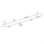 925 Sterling Silver Yellow Gold-Tone White CZ Love Heart Womens Girls Link Chain Bracelet