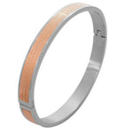 Stainless Steel Rose Gold Silver-Tone Religious Cross Lord's Prayer in Portuguese Oval-Shape Men's Bracelet
