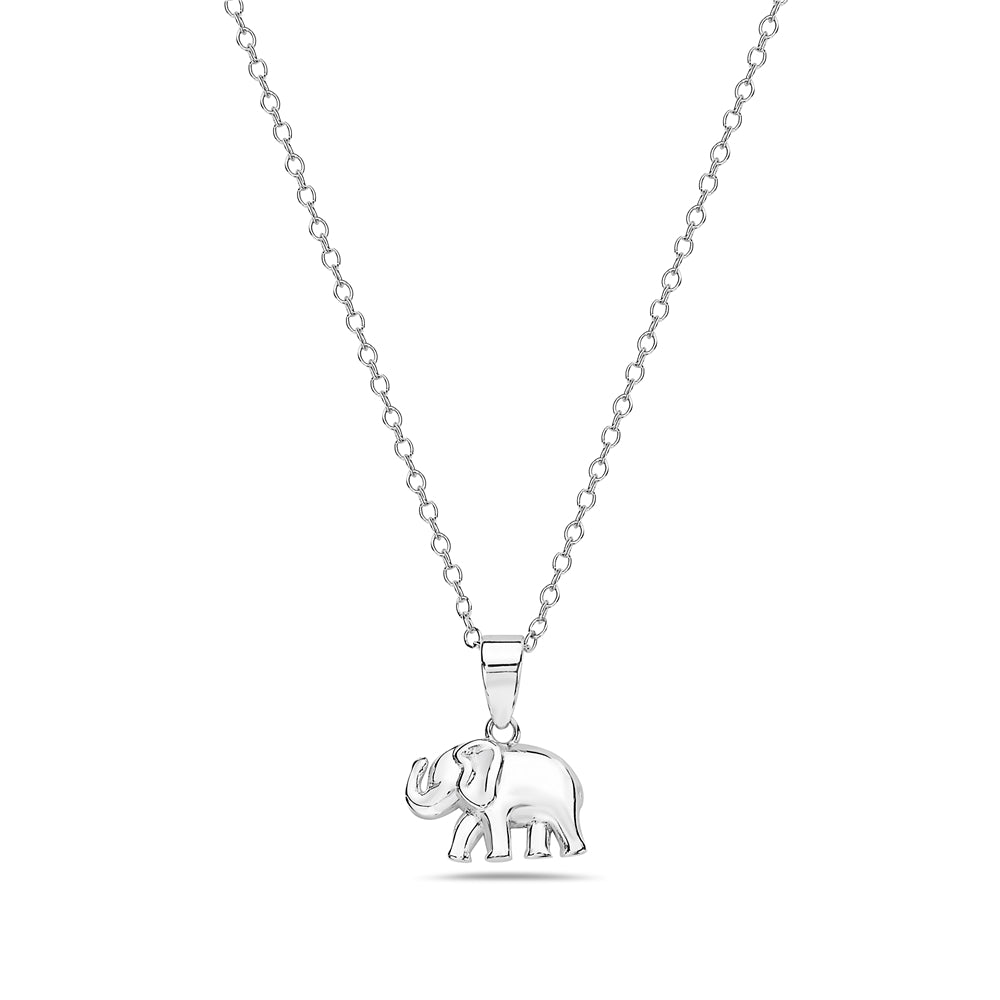 925 Sterling Silver Polished Classic Elephant Pendant Necklace