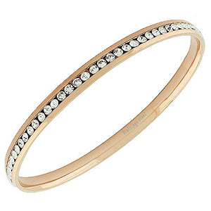 Stainless Steel Silver-Tone White CZ Bangle Bracelet