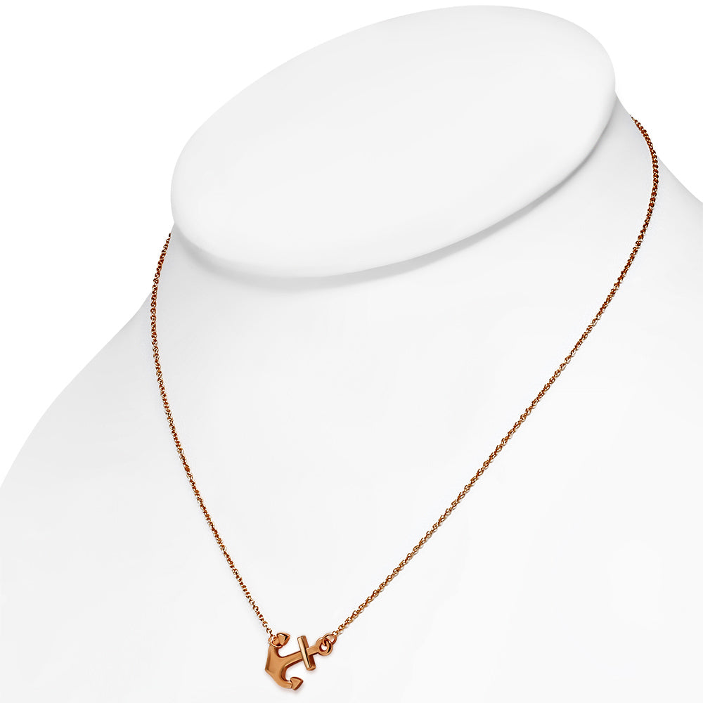 Rose Gold Sterling Silver Anchor Necklace