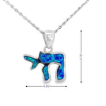 My Daily Styles 925 Sterling Silver Simulated Opal Chai Jewish Pendant