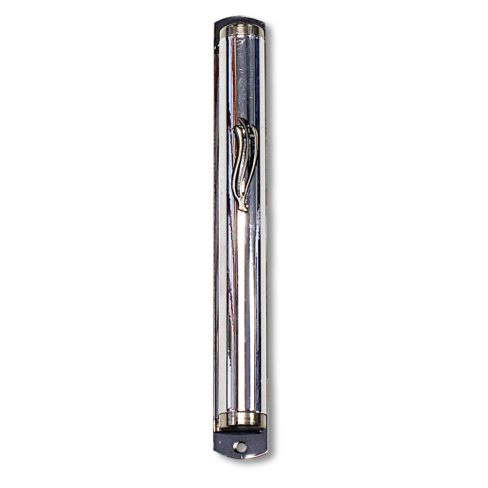 Metal Gray Silver-Tone Pattern Classic Mezuzah Case, 6" - Made in Israel