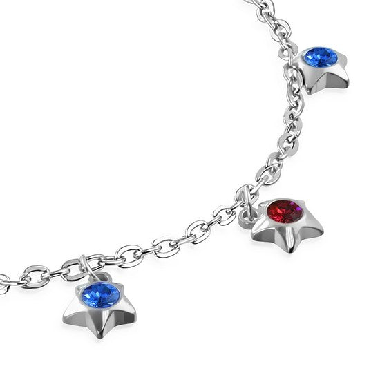 Stainless Steel Womens Multi Color Floral Anklet