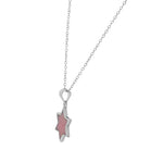 925 Sterling Silver Pink Simulated Opal Jewish Star of David Pendant Necklace